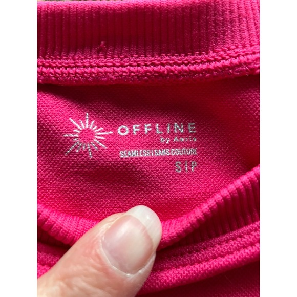 Offline By Aerie Seamless Cropped Athletic Stretch Tee Pink Small - Picture 4 of 7